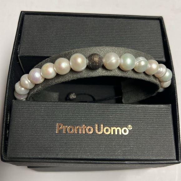 Pronto Uomo White Pearl Bracelet New! - Picture 2 of 10